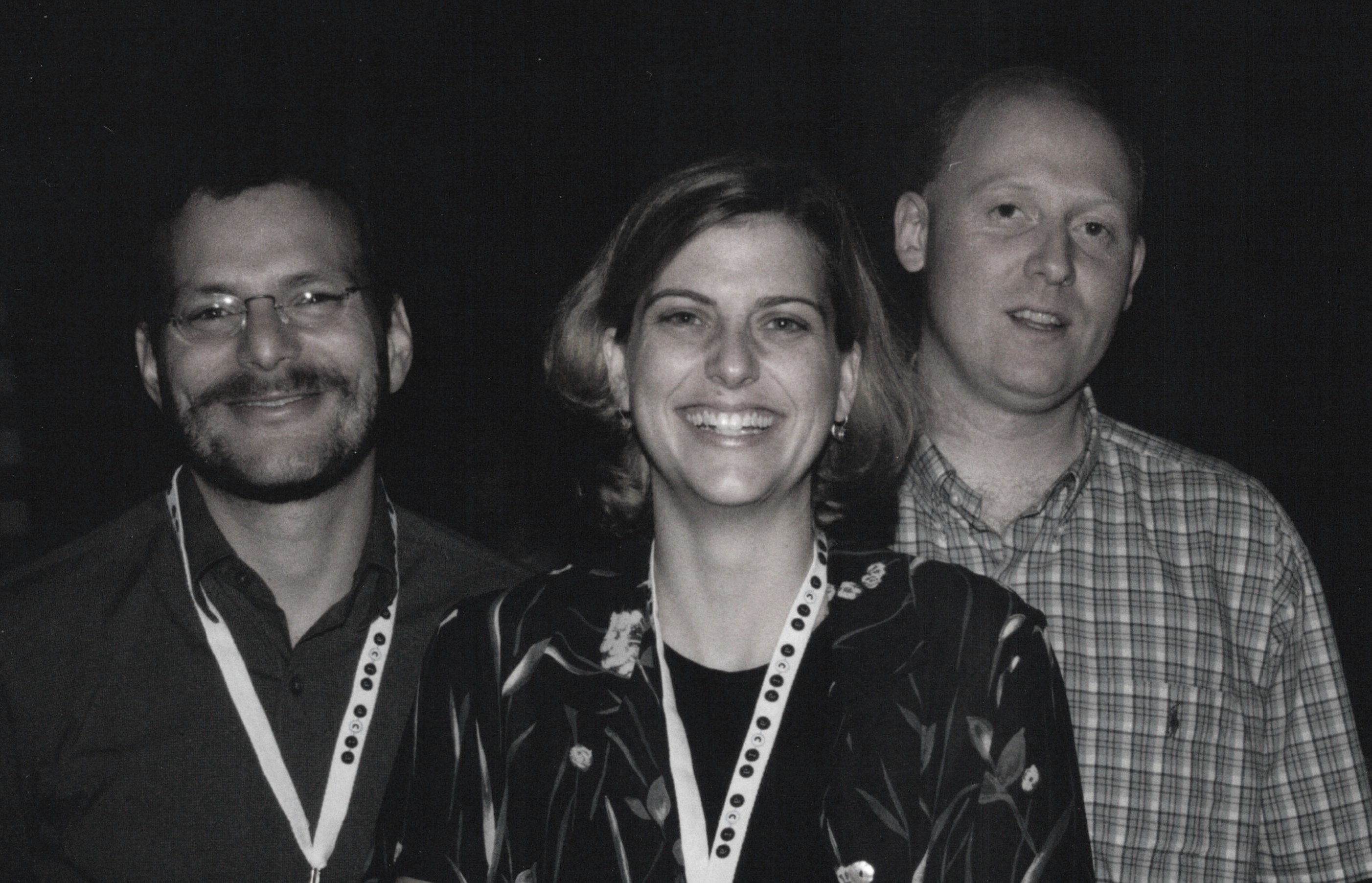 Lou Rosenfeld (left) and Peter Morville (right) in 2000, with Samantha Bailey, then Vice President of Consulting Operations at Argus Associates. Photo courtesy of P. Morville.
